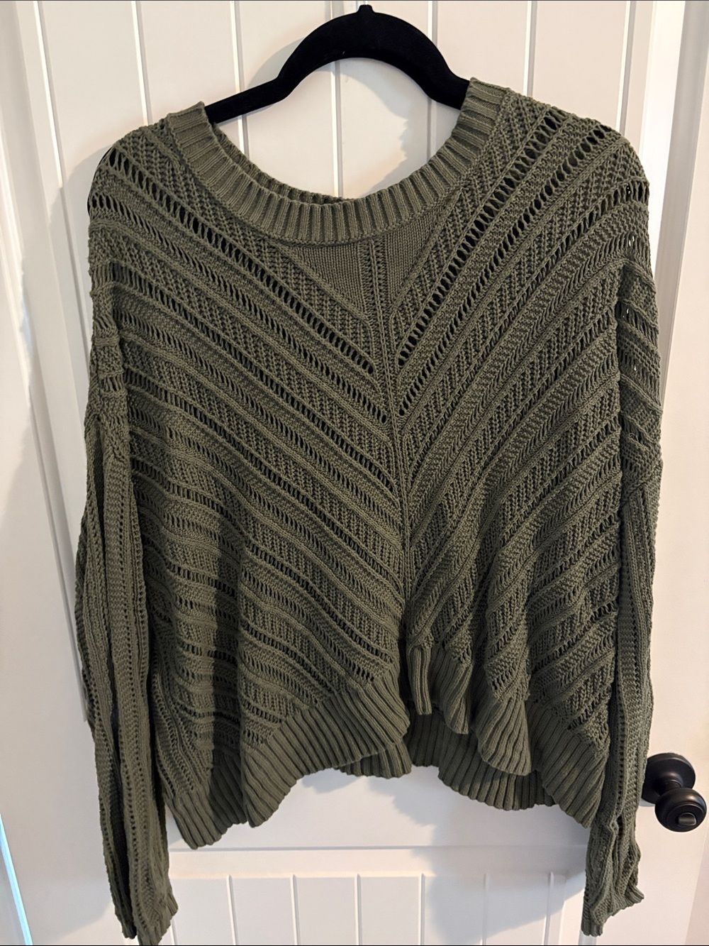Old Navy Olive Open-Knit Pullover Sweater